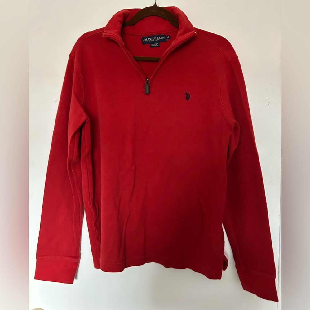 U.S. Polo Assn. Vibrant Red Quarter Zip Sweater